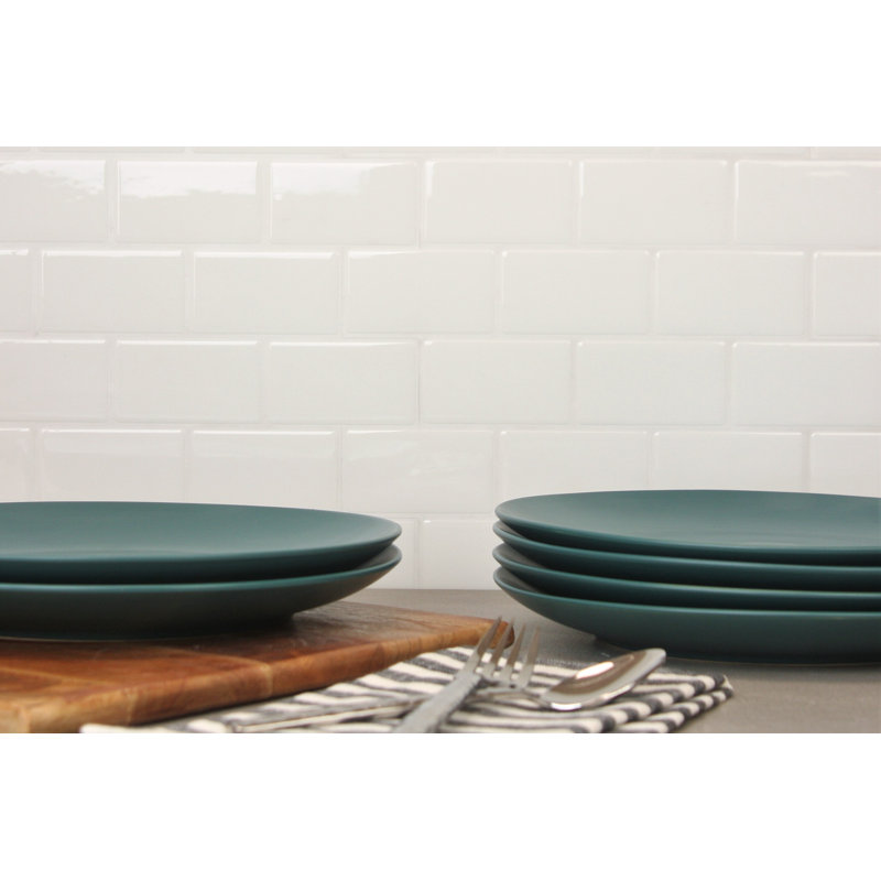 Emerald Green Round Ceramic Microwave-Safe Dinner Plate, 10.5"