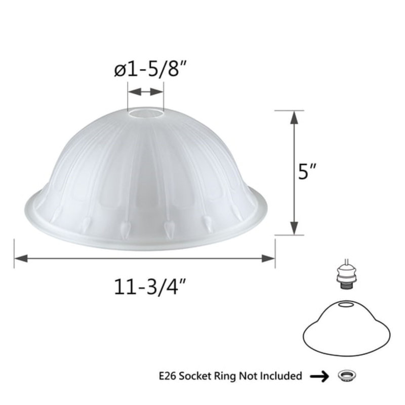 Frosted Glass Shade Torchiere/Swag/Pendant Light Accessory 11.75" x 5"