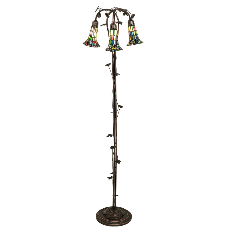 Mahogany Bronze Multicolor Stained Glass Floor Lamp