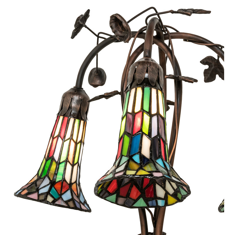 Mahogany Bronze Multicolor Stained Glass Floor Lamp