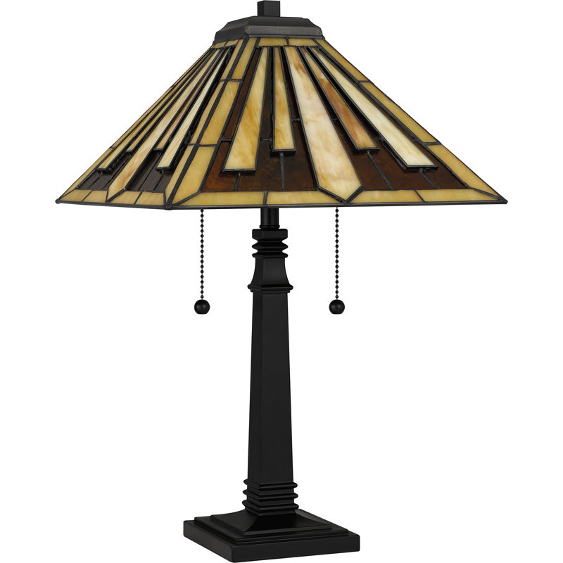Hathaway 22" Matte Black Stained Glass Table Lamp