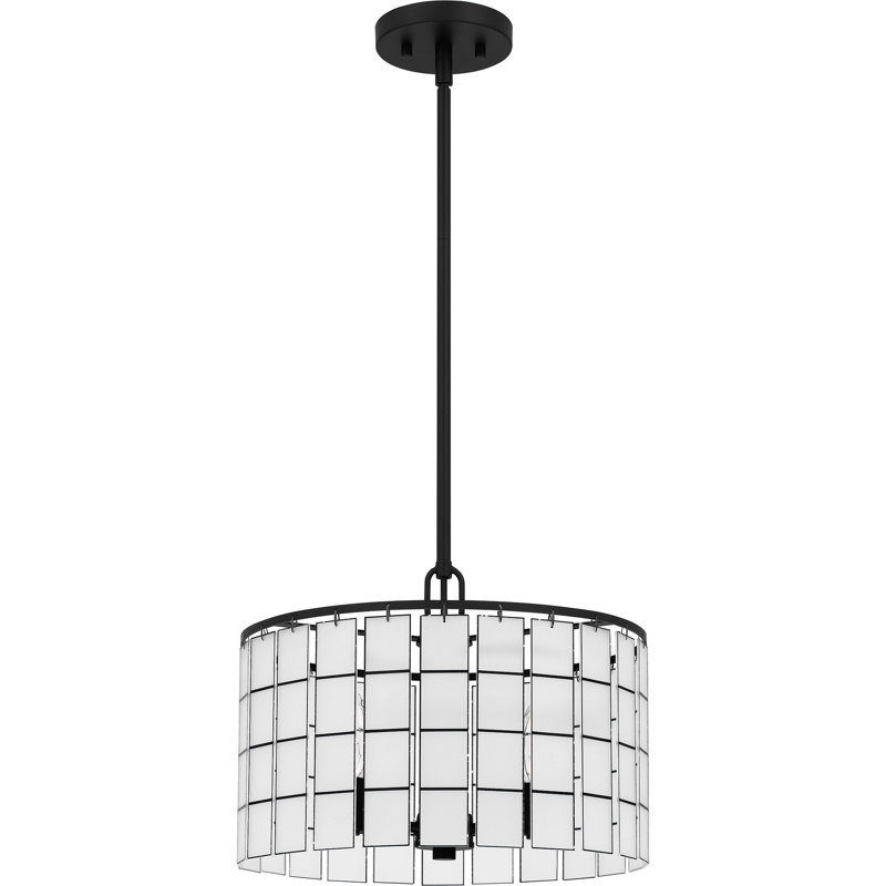 Matte Black Glass Drum Pendant Light