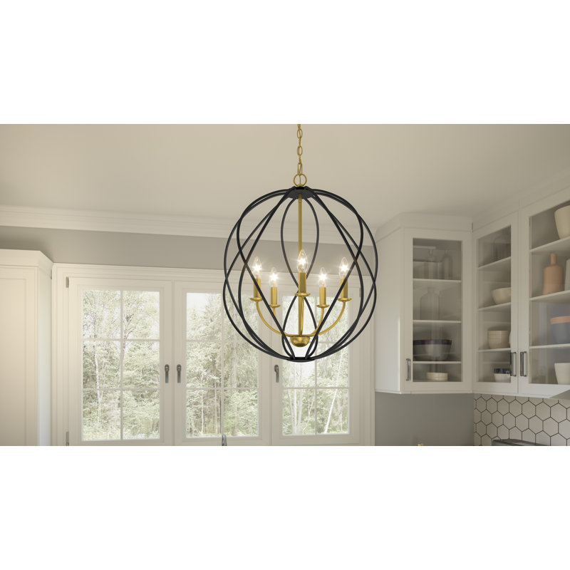 Bryn Aged Brass Globe Pendant with Open Framework Design