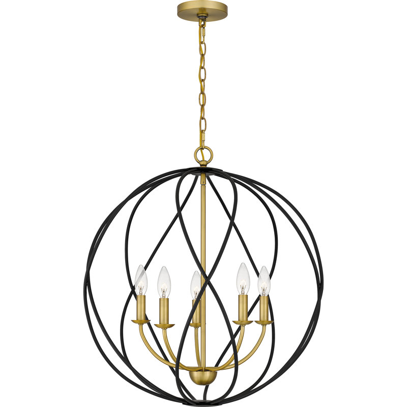 Bryn Aged Brass Globe Pendant with Open Framework Design