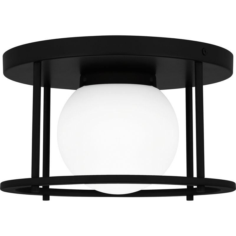 Matte Black Glass 10" Modern Flush Mount Light