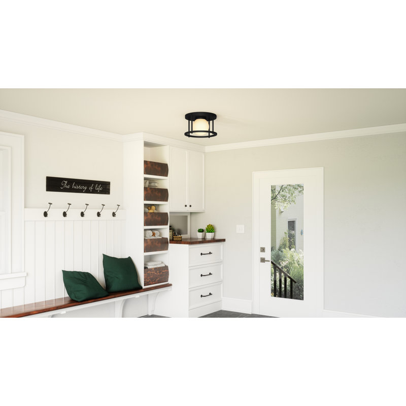 Matte Black Glass 10" Modern Flush Mount Light