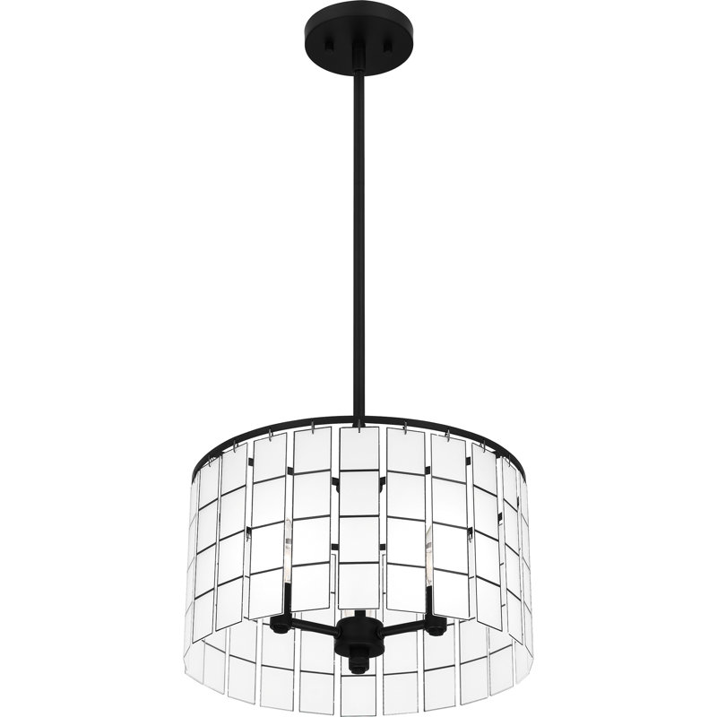 Matte Black Glass Drum Pendant Light