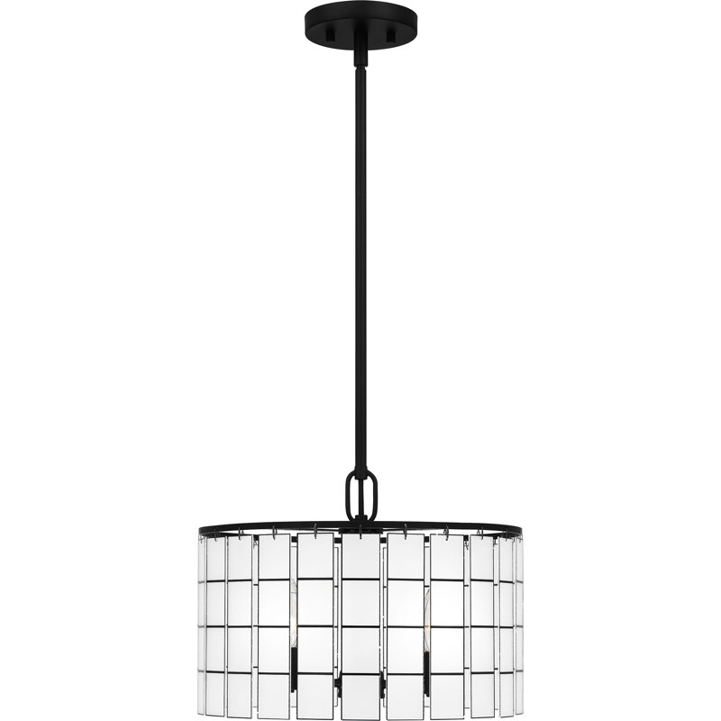 Matte Black Glass Drum Pendant Light