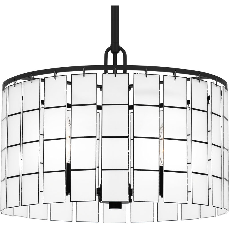 Matte Black Glass Drum Pendant Light