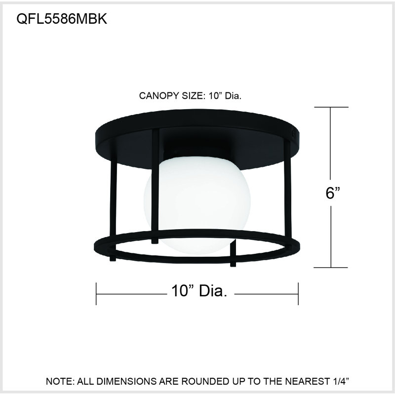 Matte Black Glass 10" Modern Flush Mount Light