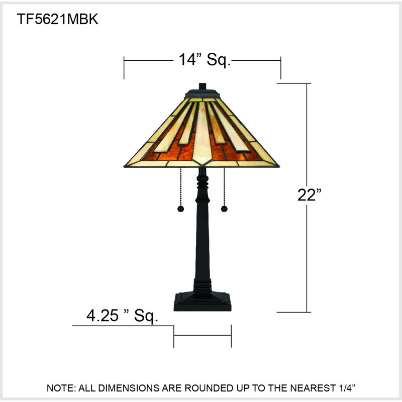 Hathaway 22" Matte Black Stained Glass Table Lamp