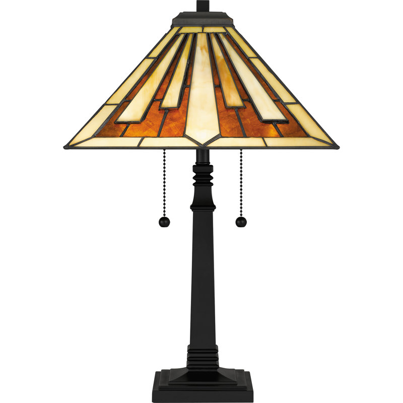 Hathaway 22" Matte Black Stained Glass Table Lamp