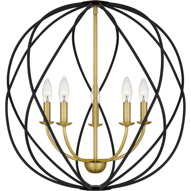 Bryn Aged Brass Globe Pendant with Open Framework Design