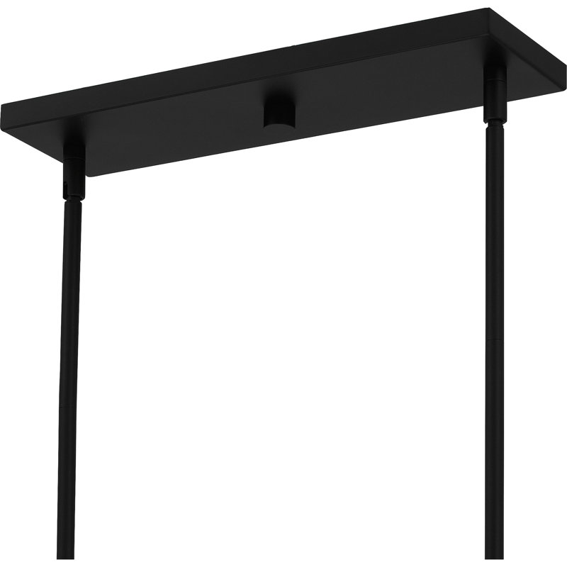 Matte Black and White Glass 4-Light Island Chandelier