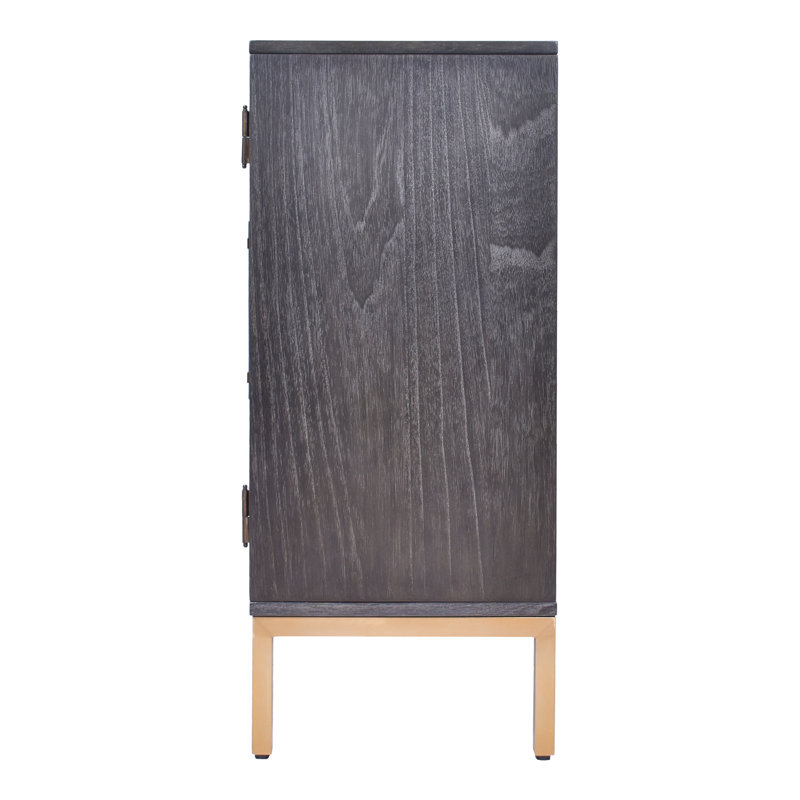Sophia Antique Black 39'' Rattan Door Cabinet with Adjustable Shelving
