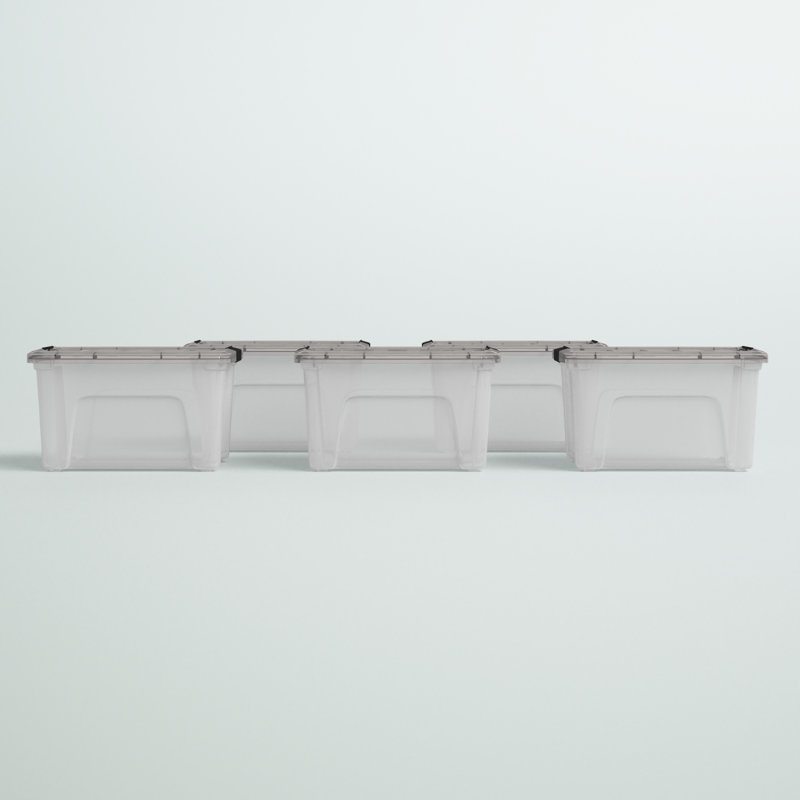 Clear Stackable Plastic Storage Bins with Latching Lids, 40 Qt.