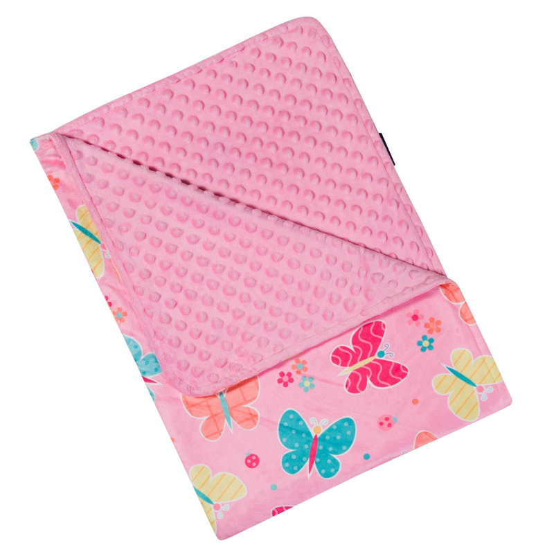 Cozy Butterfly Garden Pink Velour Toddler Plush Blanket