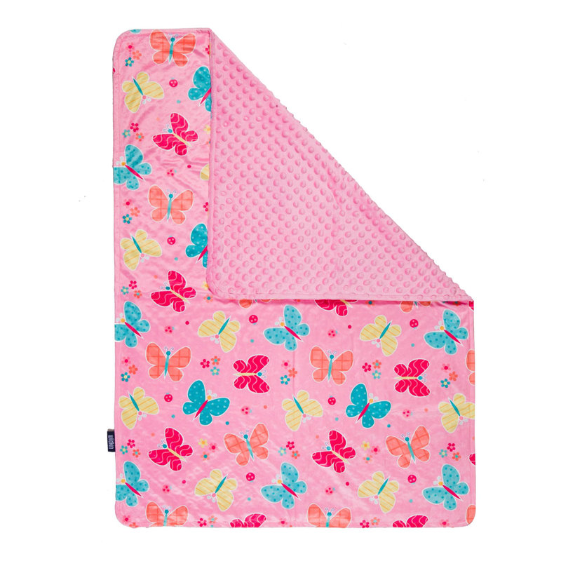 Cozy Butterfly Garden Pink Velour Toddler Plush Blanket