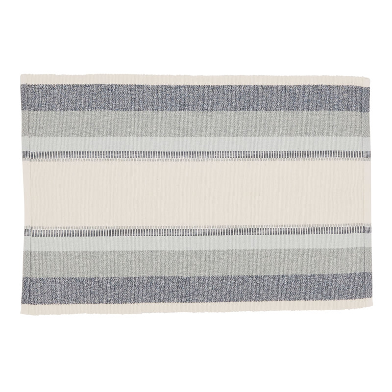 Blue and White Cotton Striped Rectangle Placemats Set