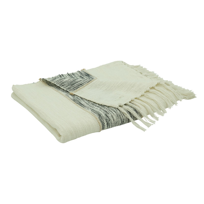 Cozy Comfort Stripe Design Black Cotton Throw Blanket