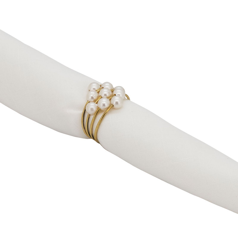 Gold and Pearl Design Table Napkin Rings Set of 4