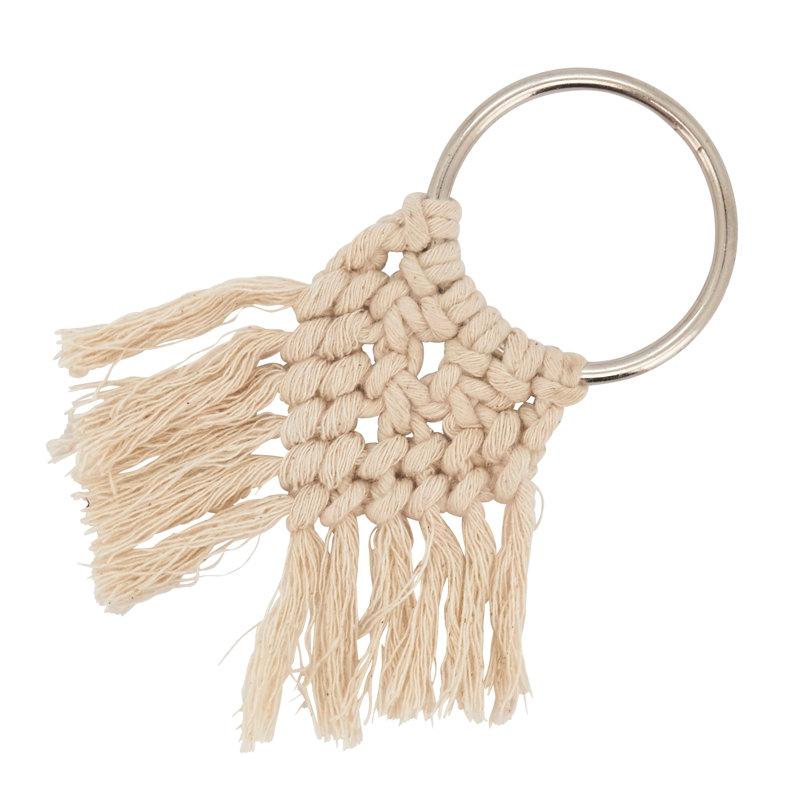 Beige Cotton and Metal Braided Napkin Rings Set