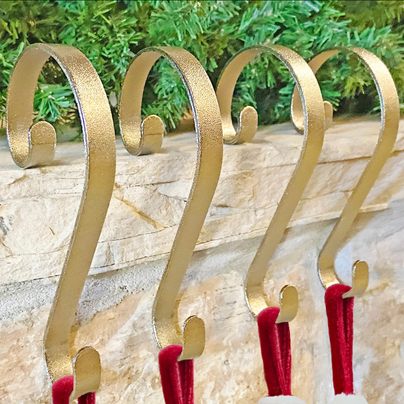 Gold Metal Swivel Stocking Holders, 4-Pack