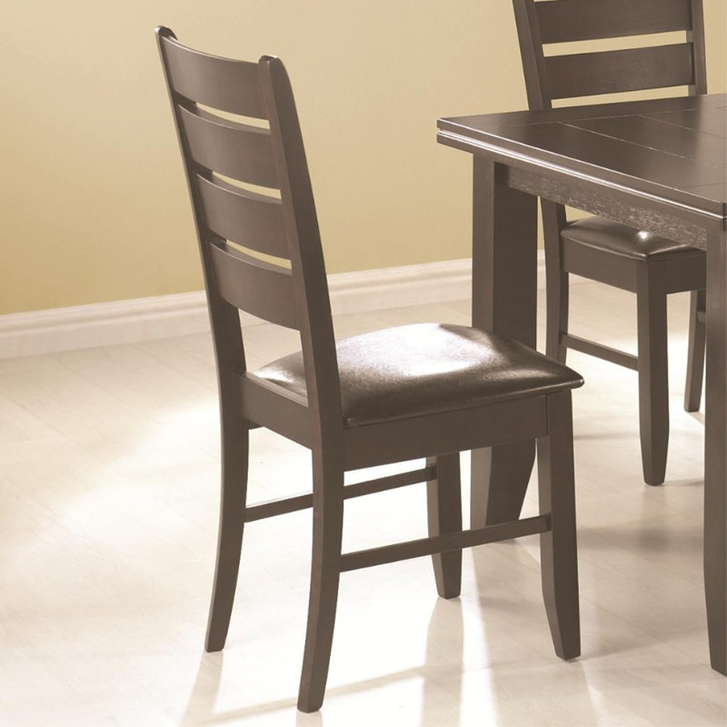 Cappuccino Brown Maple & Leather Upholstered Dining Side Chair