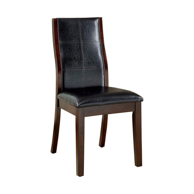 Estis Curved Back Espresso Leatherette Side Chair in Brown Cherry
