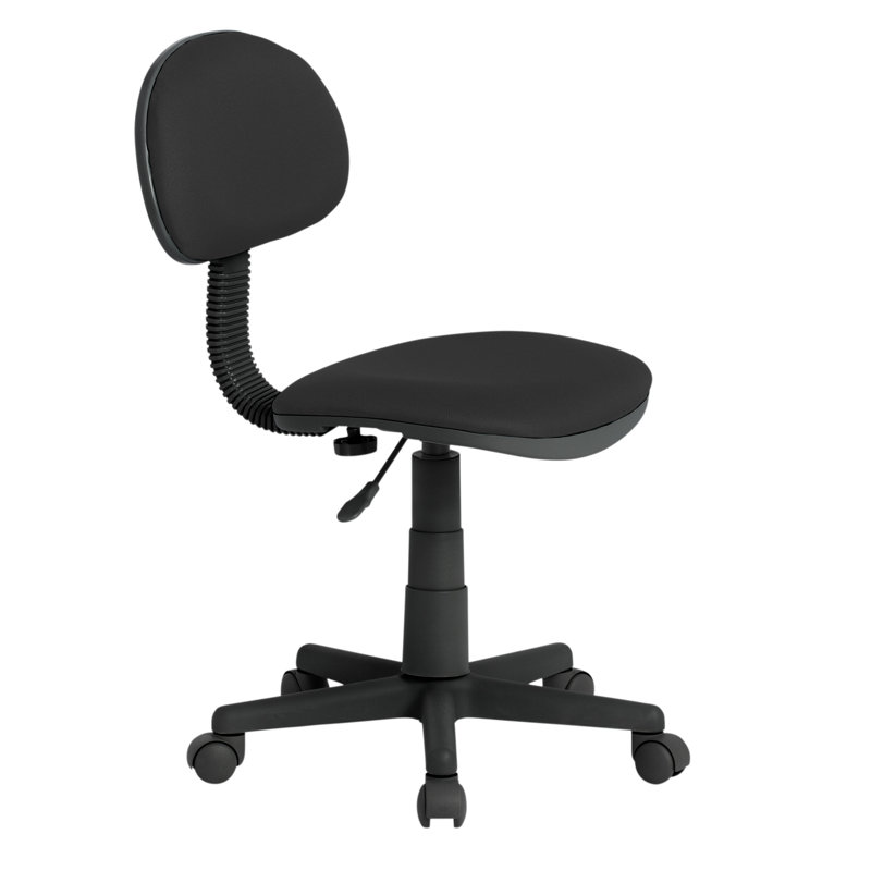 ErgoComfort Armless Black Swivel Task Chair with Pneumatic Height Adjustment
