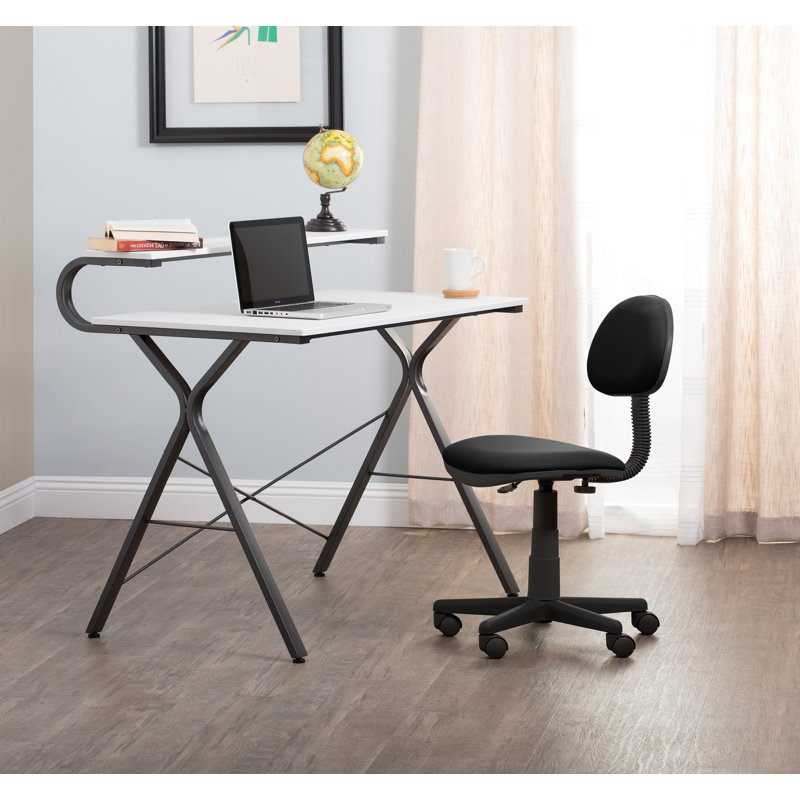 ErgoComfort Armless Black Swivel Task Chair with Pneumatic Height Adjustment