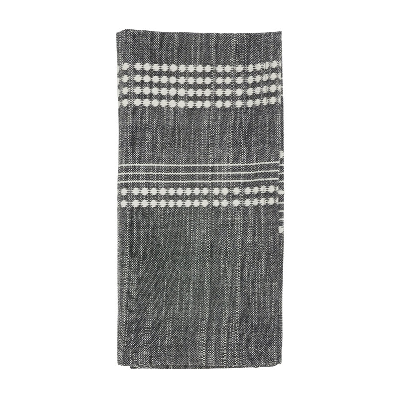 Black and White Striped Cotton Table Napkins Set of 4