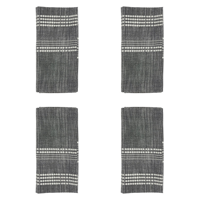 Black and White Striped Cotton Table Napkins Set of 4
