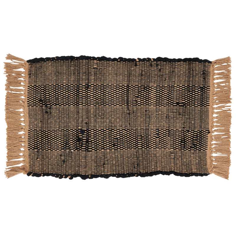 Black and Beige Cotton Striped Chindi Placemats Set of 4