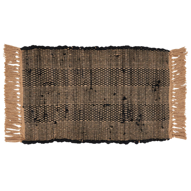 Black and Beige Cotton Striped Chindi Placemats Set of 4