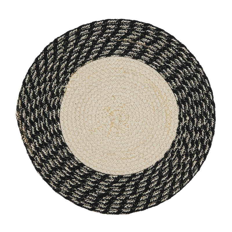 Hand Braided Round Cotton Placemats Set of 4, Black