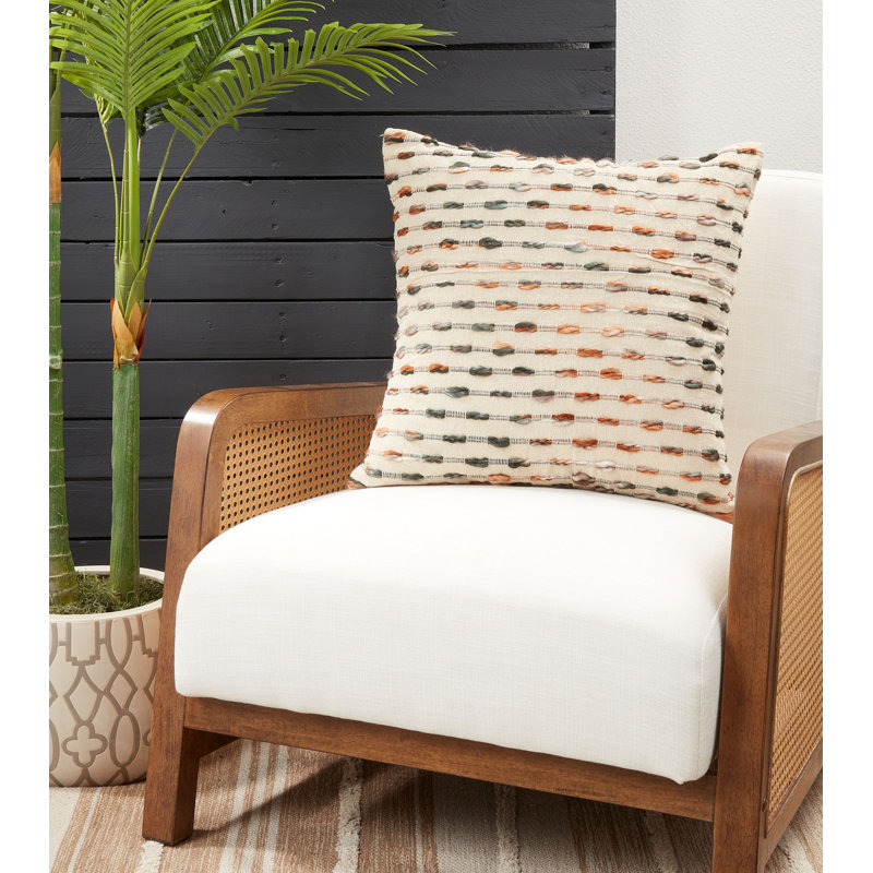 Multicolor Striped Cotton Blend Woven Throw Pillow