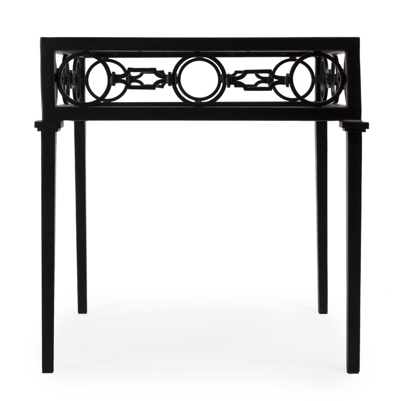 Southport Black Iron and Clear Glass Outdoor End Table