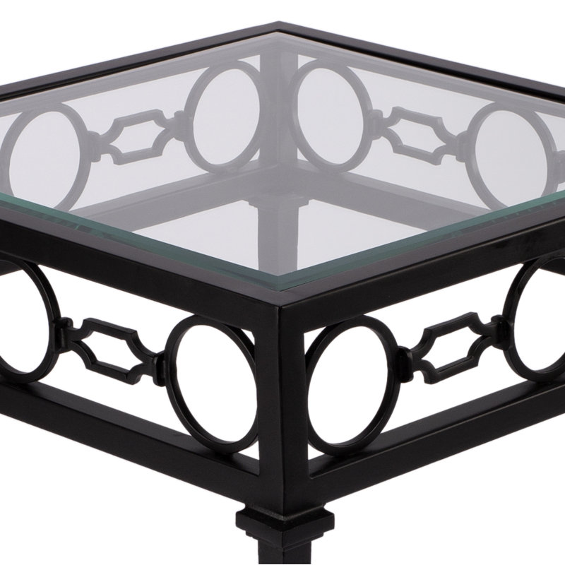 Southport Black Iron and Clear Glass Outdoor End Table