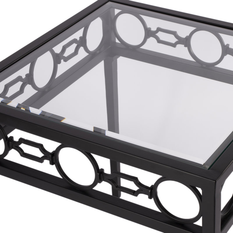 Southport Black Iron and Clear Glass Outdoor End Table