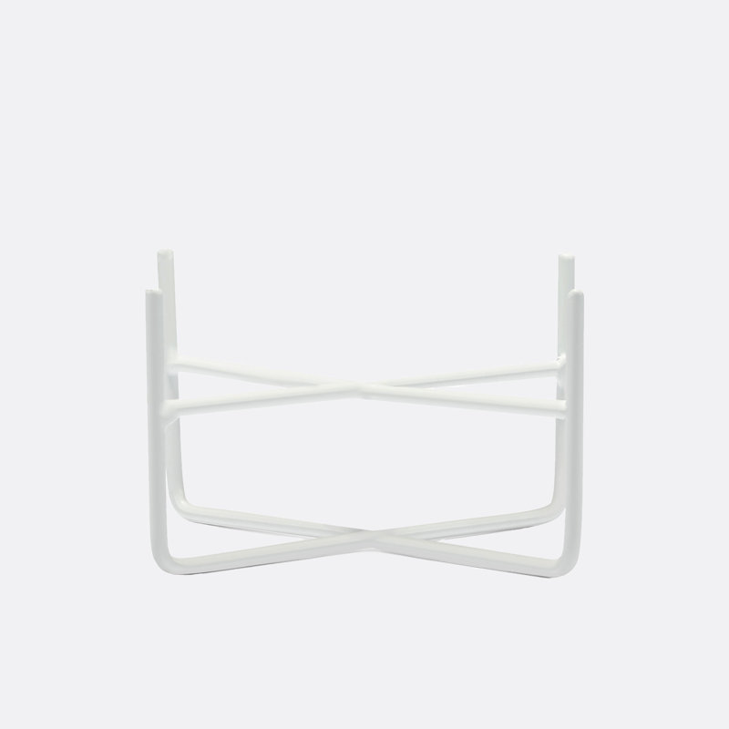 Small Matte White Iron Dog Bowl Stand