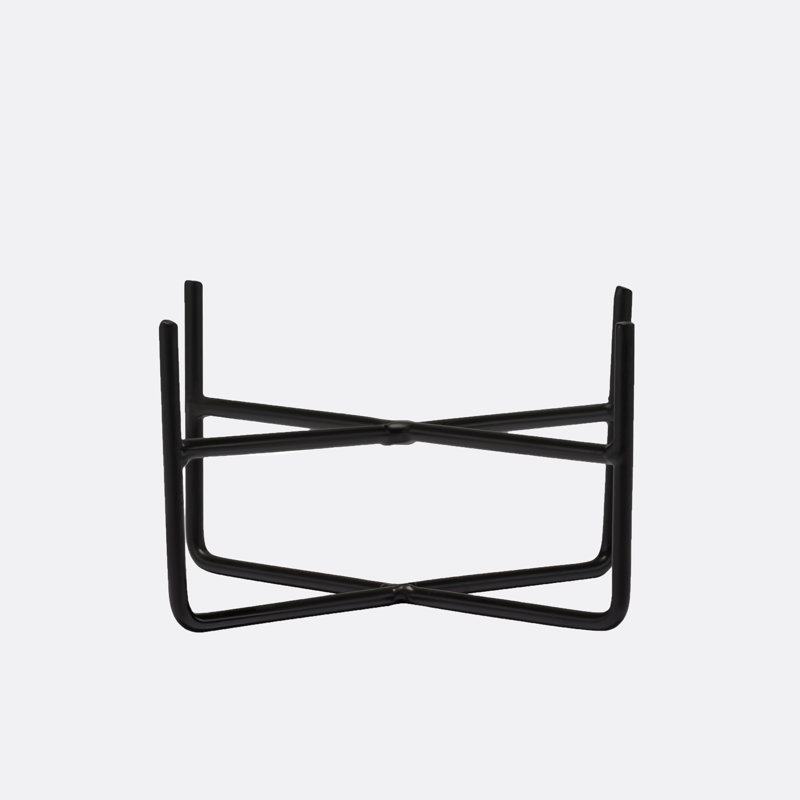 Small Matte Black Iron Elevated Dog Bowl Stand
