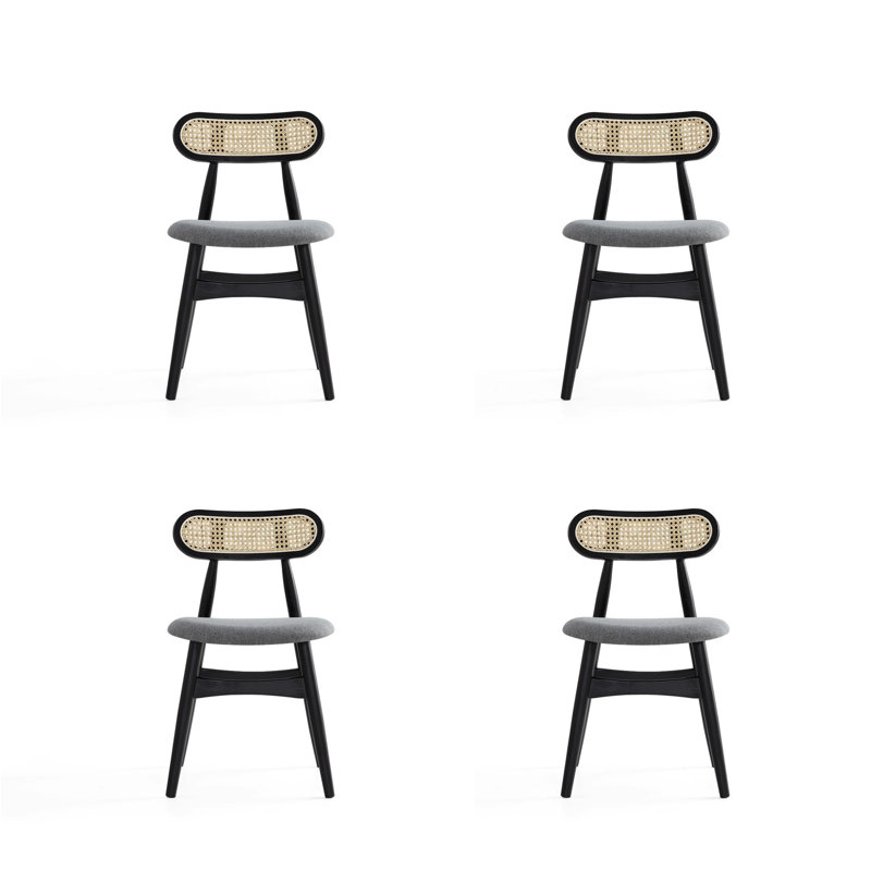Colbert High-Back Black Wood and Cane Side Chair