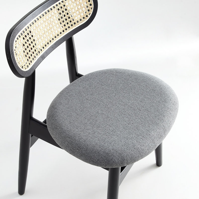 Colbert High-Back Black Wood and Cane Side Chair