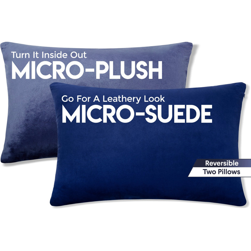12" x 20" Black Microsuede Reversible Throw Pillow Set