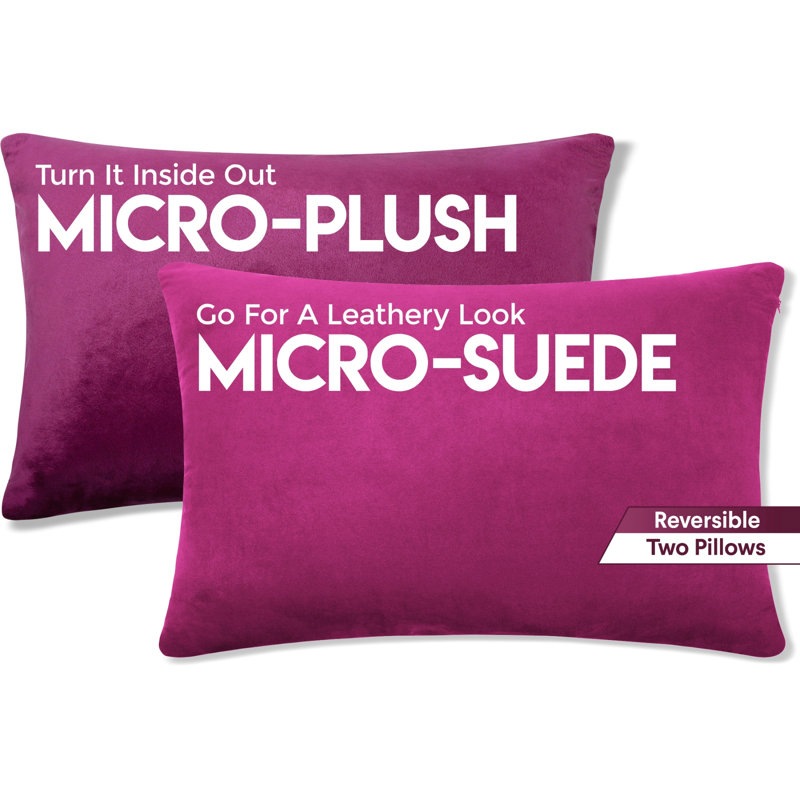 12" x 20" Black Microsuede Reversible Throw Pillow Set