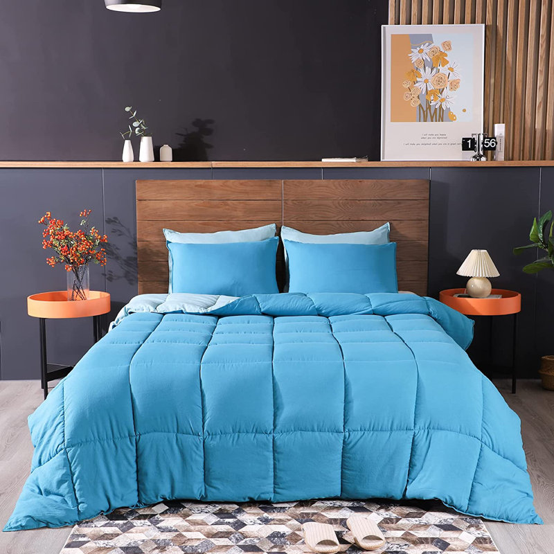 Teal and Blue Reversible Queen Duvet Set