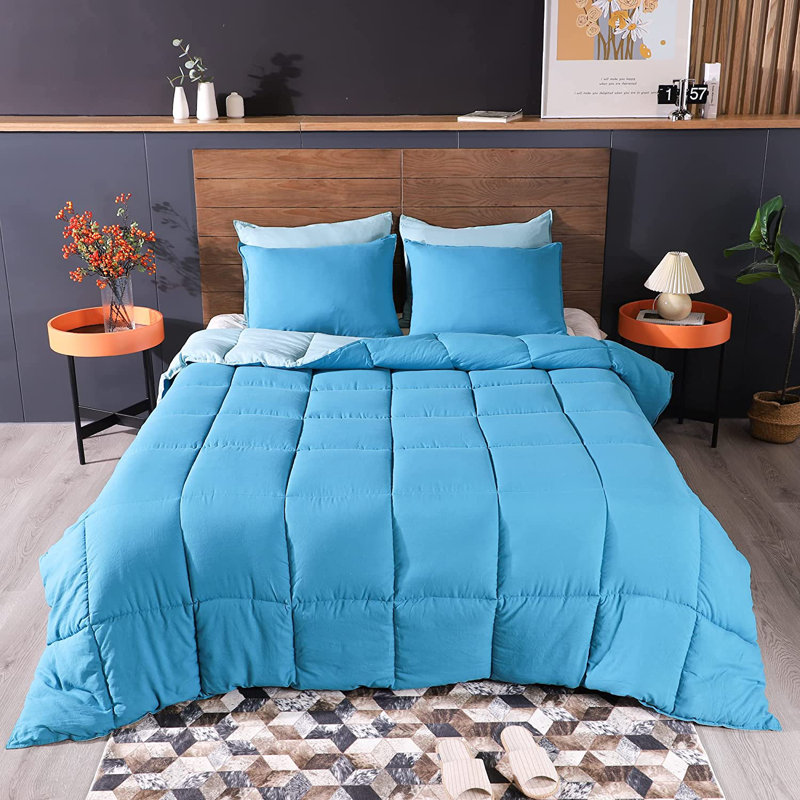 Teal and Blue Reversible Queen Duvet Set