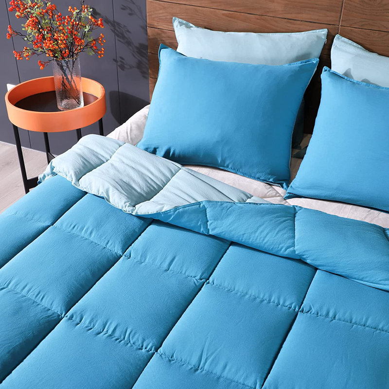 Teal and Blue Reversible Queen Duvet Set