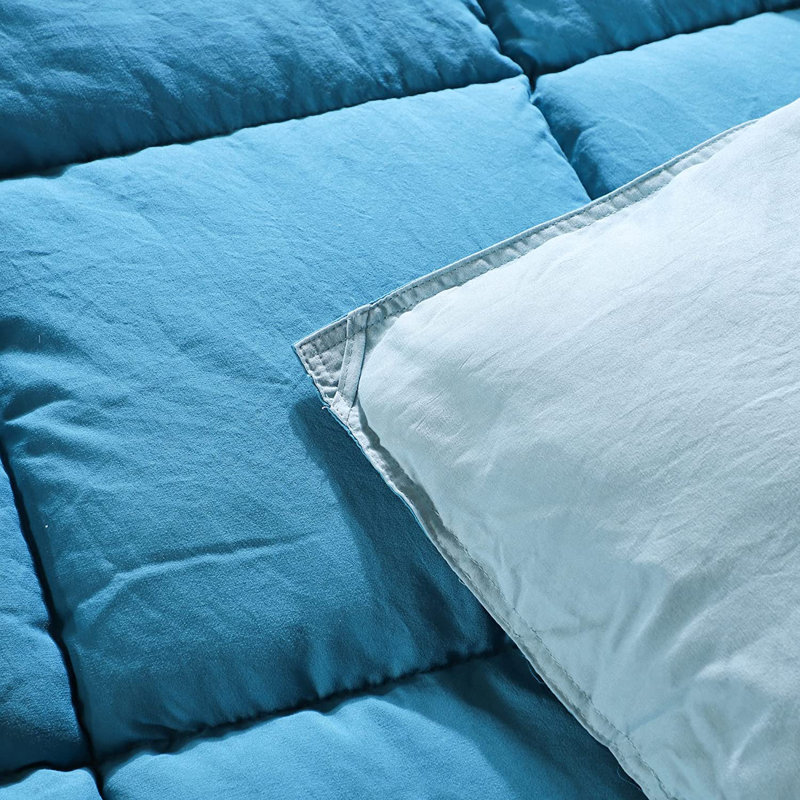 Teal and Blue Reversible Queen Duvet Set
